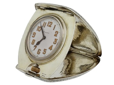 TIFFANY AND CO 8 DAYS TRAVEL CLOCK IN SILVER CASE