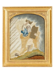 ANTIQUE HAND EMBROIDERY TEN COMMANDMENTS 1820 TO 1840