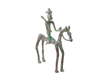 ANTIQUE AFRICAN DOGON BRONZE HORSEMAN STATUE