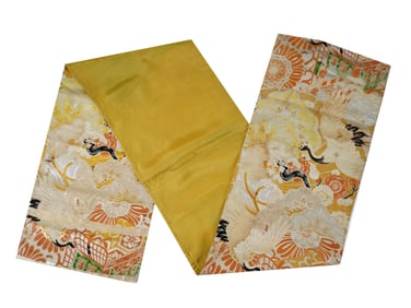 ANTIQUE JAPANESE MEIJI WOMENS EMBROIDERED OBI BELT
