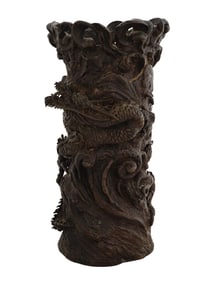 ANTIQUE JAPANESE MEIJI PERIOD BRONZE DRAGON VASE