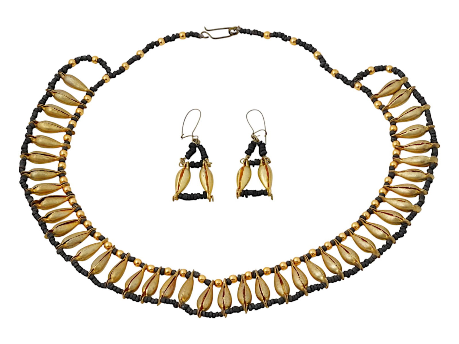 ANCIENT EGYPTIAN BEADS IN MODERN NECKLACE W EARRINGS (1 of 3)