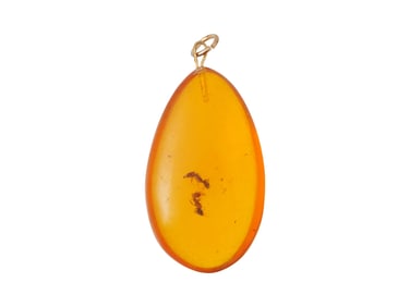ANCIENT RAW AMBER PENDANT WITH FOSSILS OF INSECTS