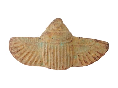 ANCIENT EGYPTIAN FAIENCE WINGED SCARAB AMULET