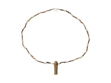 ANCIENT EGYPTIAN BEADED NECKLACE W SEKHMET AMULET