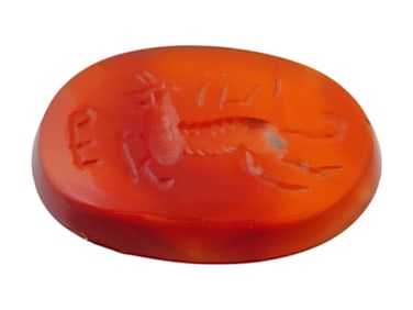 ANCIENT PERSIAN CARVED CARNELIAN INTAGLIO HORNED ANIMAL