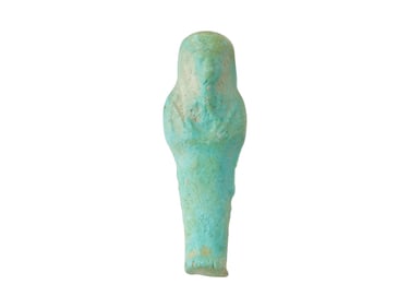 ANCIENT EGYPTIAN GLAZED FAIENCE USHABTI FIGURINE