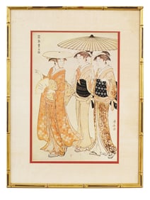 JAPANESE LADIES WOODBLOCK PRINT BY TORII KIYONAGA