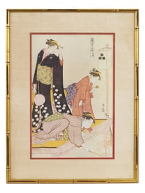 JAPANESE LADIES WOODBLOCK PRINT BY TORII KIYONAGA