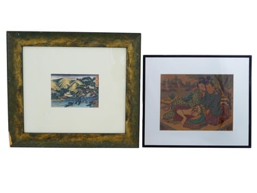 ANTIQUE JAPANESE WOODBLOCK SUNGA UKIYO E ART PRINTS