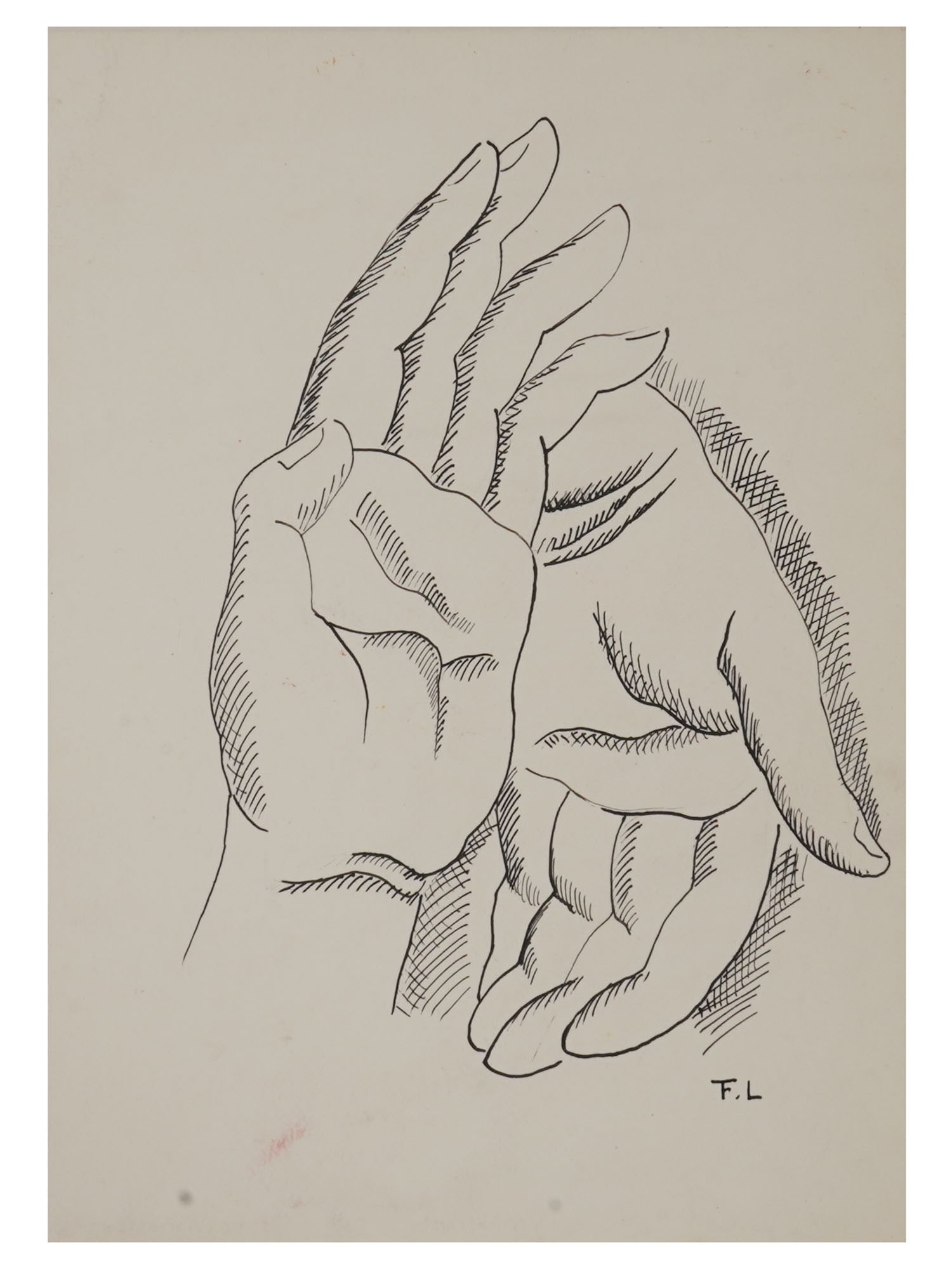 FERNAND LEGER MANNER MODERNIST HANDS INK PAINTING (1 of 4)