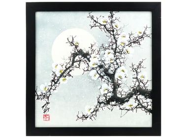 JAPANESE WATERCOLOR PAINTING MAGNOLIA BLOSSOMS