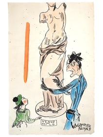 SIGNED WATERCOLOR CARICATURE PAINTING VENUS 1934