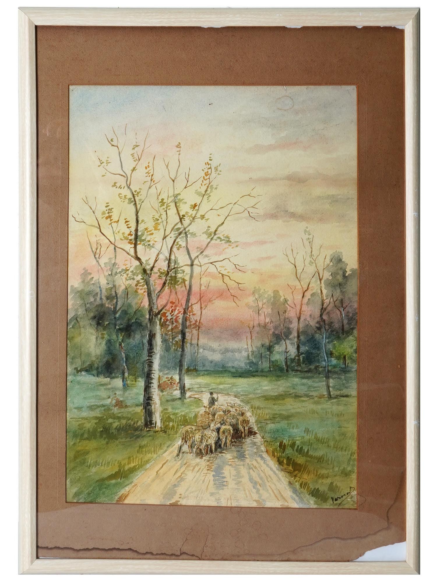 ANTIQUE WATERCOLOR PAINTING ATTR GEORGE B YARNOLD (1 of 4)