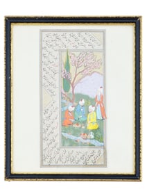 ANTIQUE 19TH C INDO PERSIAN MINIATURE PAINTING