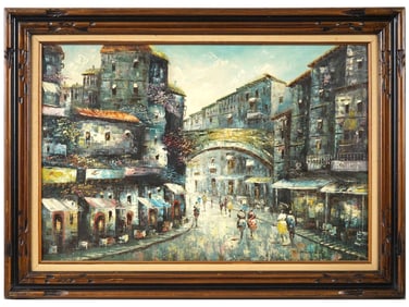 MODERN CITYSCAPE PAINTING SIGNED HENDERSON STREET VIEW
