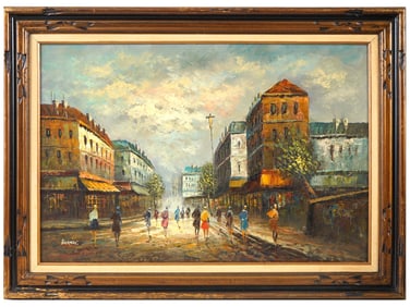 MODERN CITYSCAPE PAINTING SIGNED BERMAN STREET VIEW