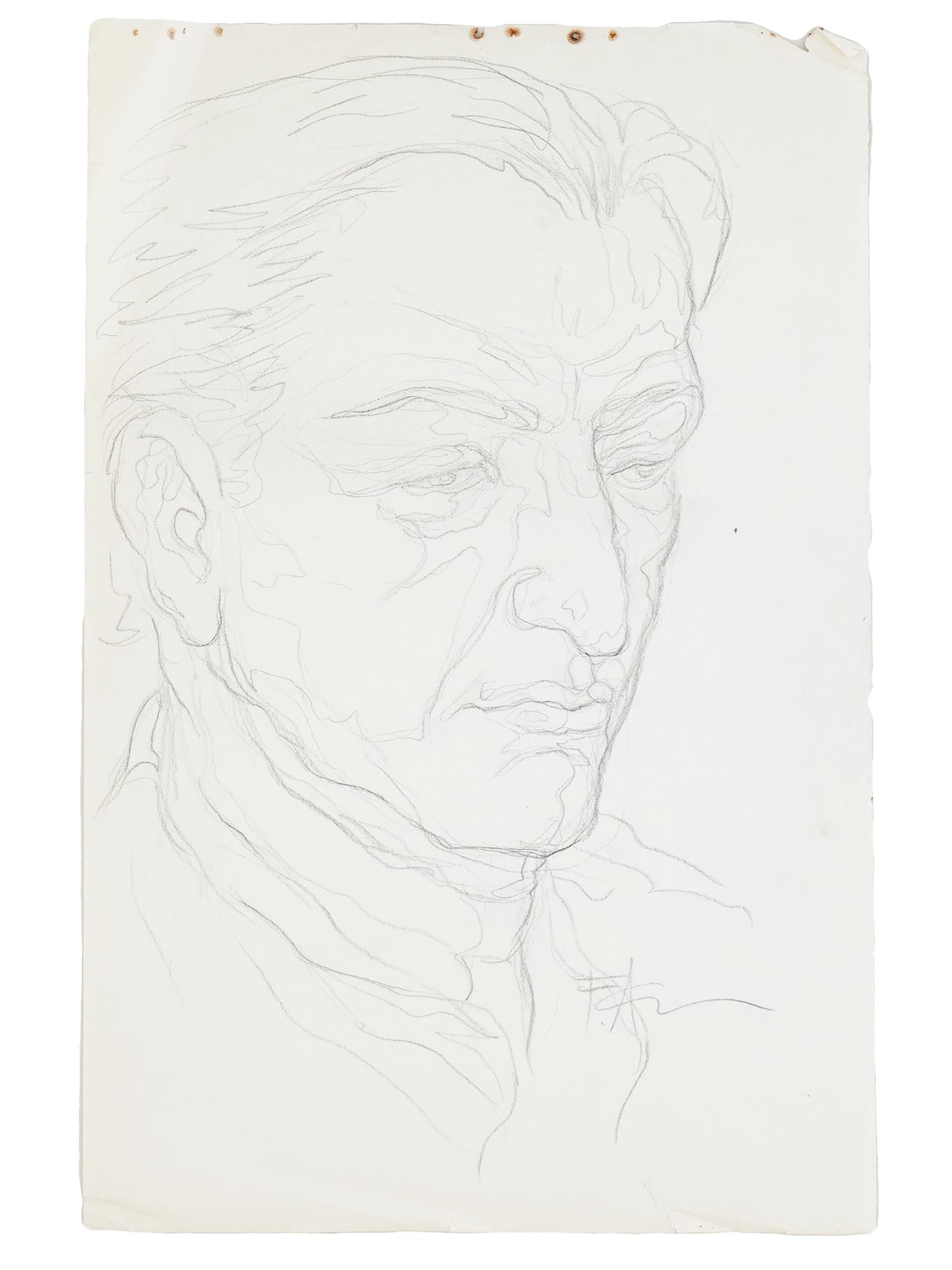 CONTEMPORARY MALE PORTRAIT GRAPHITE PAINTING SIGNED (1 of 4)