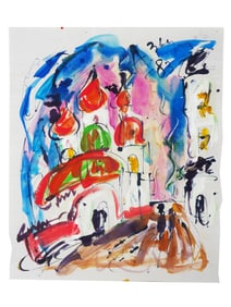 ATTR TO ANATOLY ZVEREV RUSSIAN MIXED MEDIA PAINTING