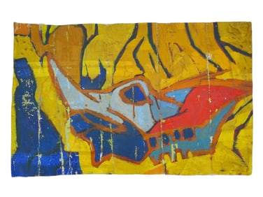 MID CENTURY ABSTRACT OIL PAINTING BY S. JUSHIR