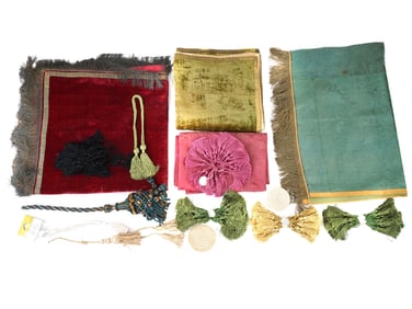 COLLECTION OF VARIOUS ANTIQUE TEXTILES AND TASSELS