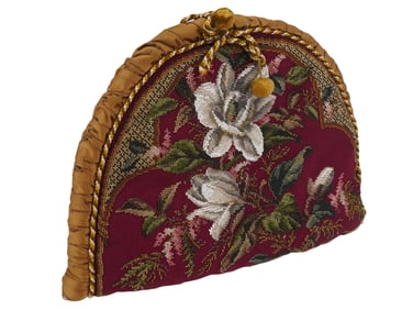 FLORAL NEEDLEPOINT AND PETTIPOINT TEA POT COVER