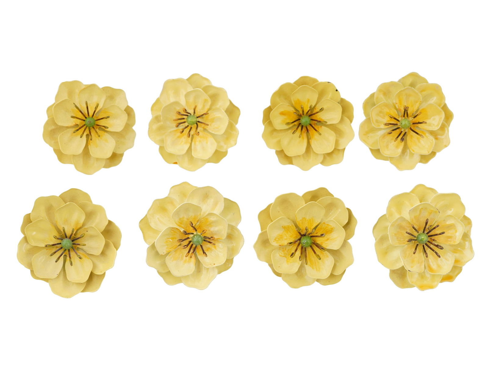 EIGHT VINTAGE PAINTED METAL FLOWER NAPKIN RINGS (1 of 4)