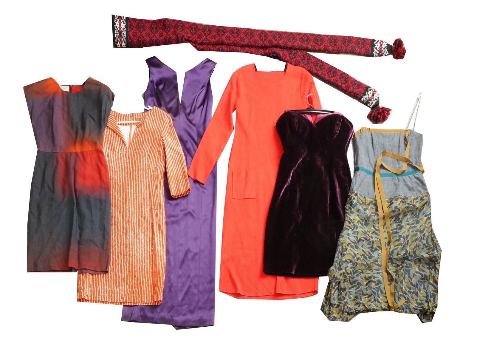 ASSORTED VINTAGE DESIGNER DRESSES AND SCARF (1 of 2)