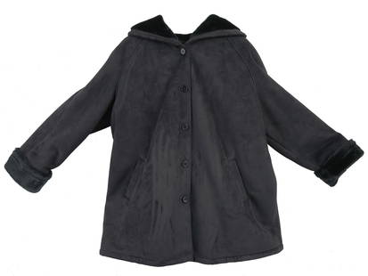 VINTAGE LIZ CLAIBORNE 3X HOODED FAUX FUR LINED JACKET: A vintage Liz Claiborne 3X hooded faux fur-lined brown moleskin rancher jacket. Circa the 1990s. Vintage Mens Dress And Fashion Collectibles. THIS LOT QUALIFIES FOR A 30-DAY UNCONDITIONAL RETUR