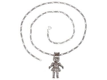 VINTAGE STERLING SILVER CHAIN AND A DOLL PENDANT