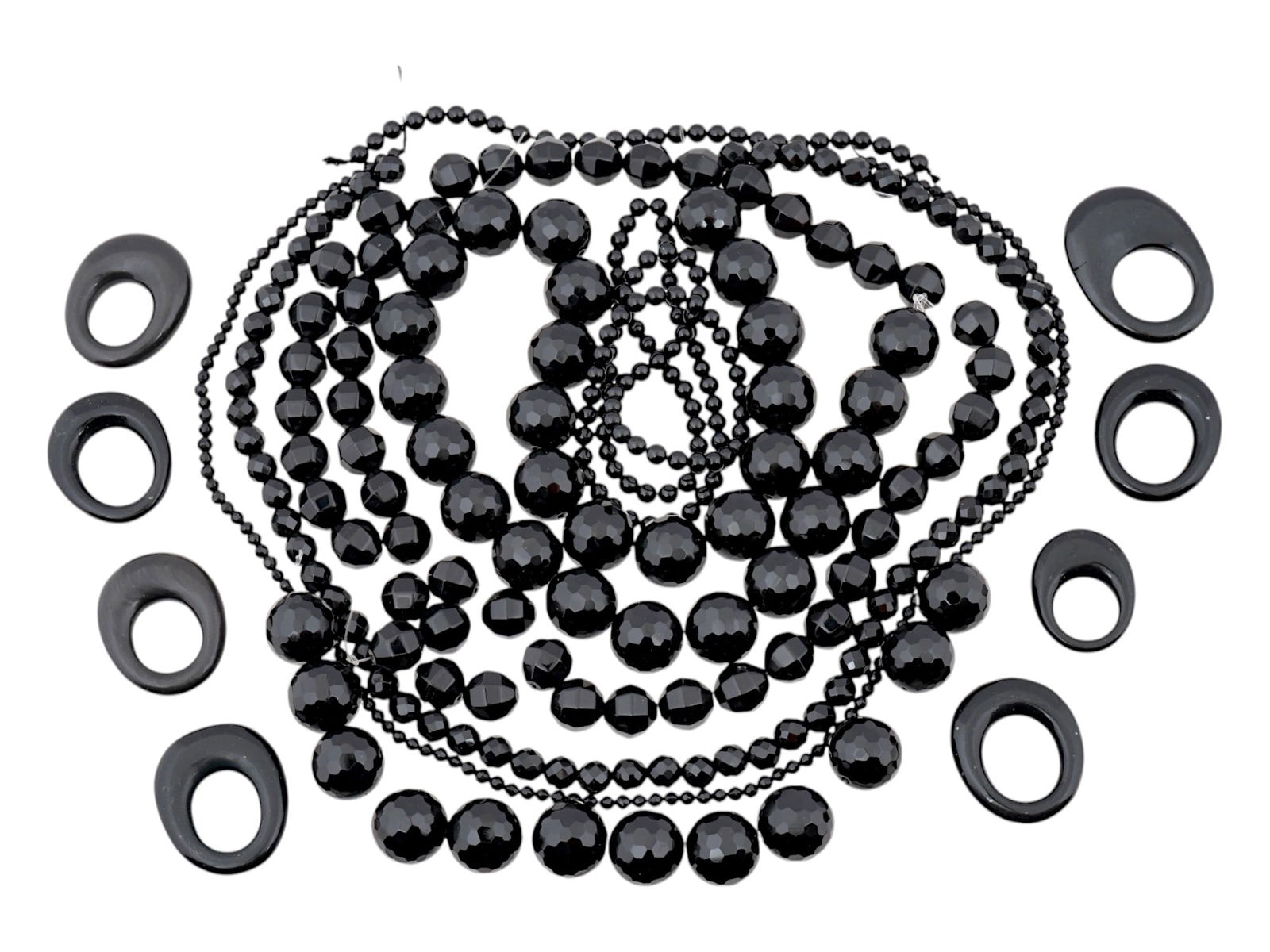 COLLECTION OF ASSORTED CARVED ONYX BEADS STRINGS (1 of 3)