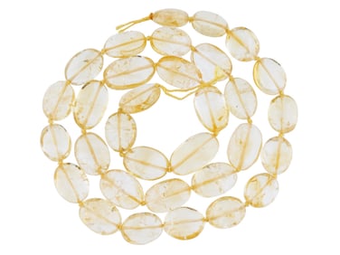 SET OF CITRINE STONE BEADS OF OVAL SHAPE FOR NECKLACE