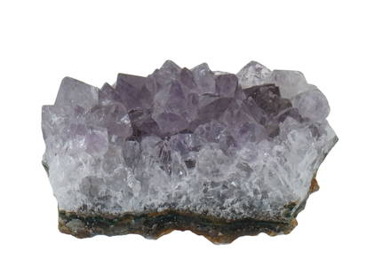 AMETHYST GEODE CRYSTAL QUARTZ CLUSTER SPECIMEN: A large hand carved Natural Amethyst Crystal Quartz Mineral specimen. Deep purple cathedral Amethyst geode. The cluster is a natural formation of amethyst, with multiple crystal points radiating from