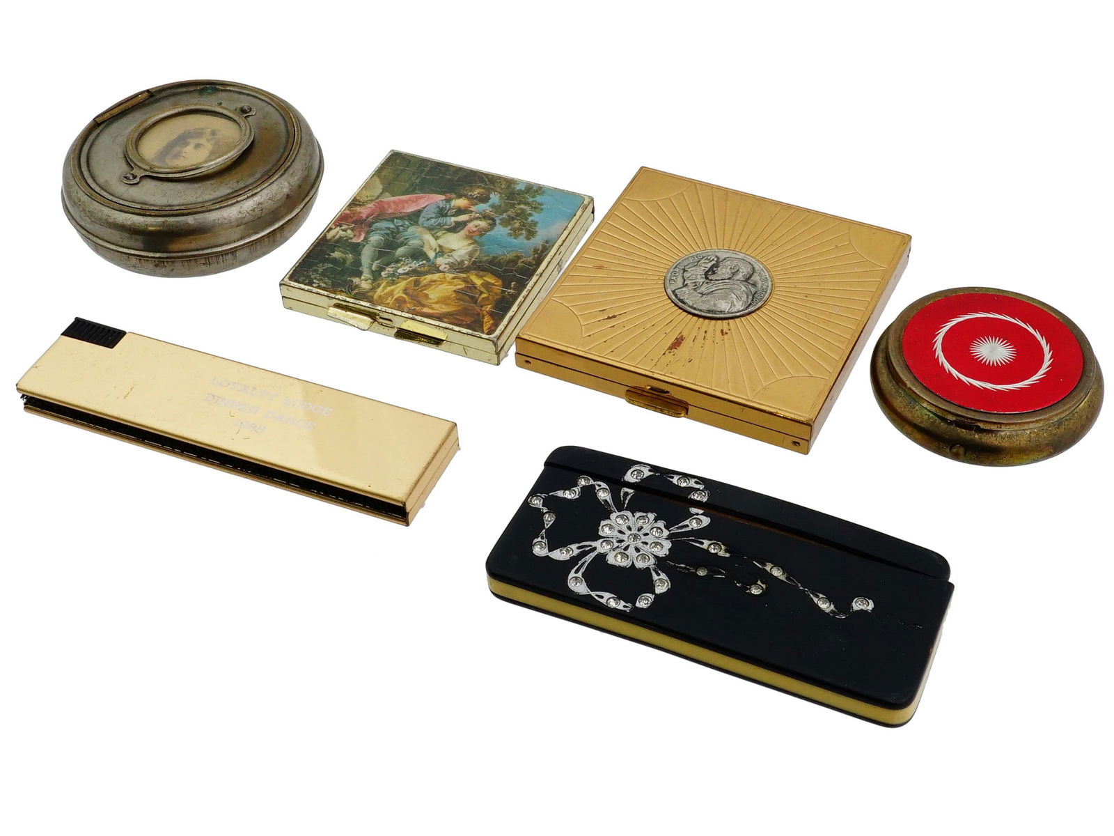 VINTAGE COMPACT MIRRORS PILL BOXES AND HAIRBRUSHES (1 of 13)