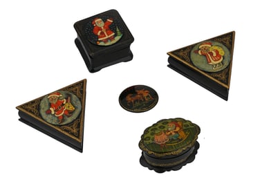VINTAGE RUSSIAN FEDOSKINO LACQUER TRINKET BOXES