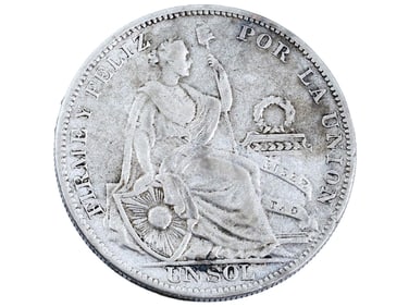 PERUVIAN SILVER REPUBLICA PERUANA 1 SOL COIN 1933