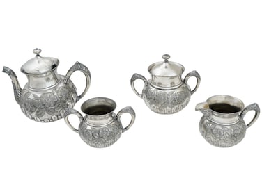 LATE 19TH C AMERICAN HARTFORD SILVER PLATE CO TEA SET