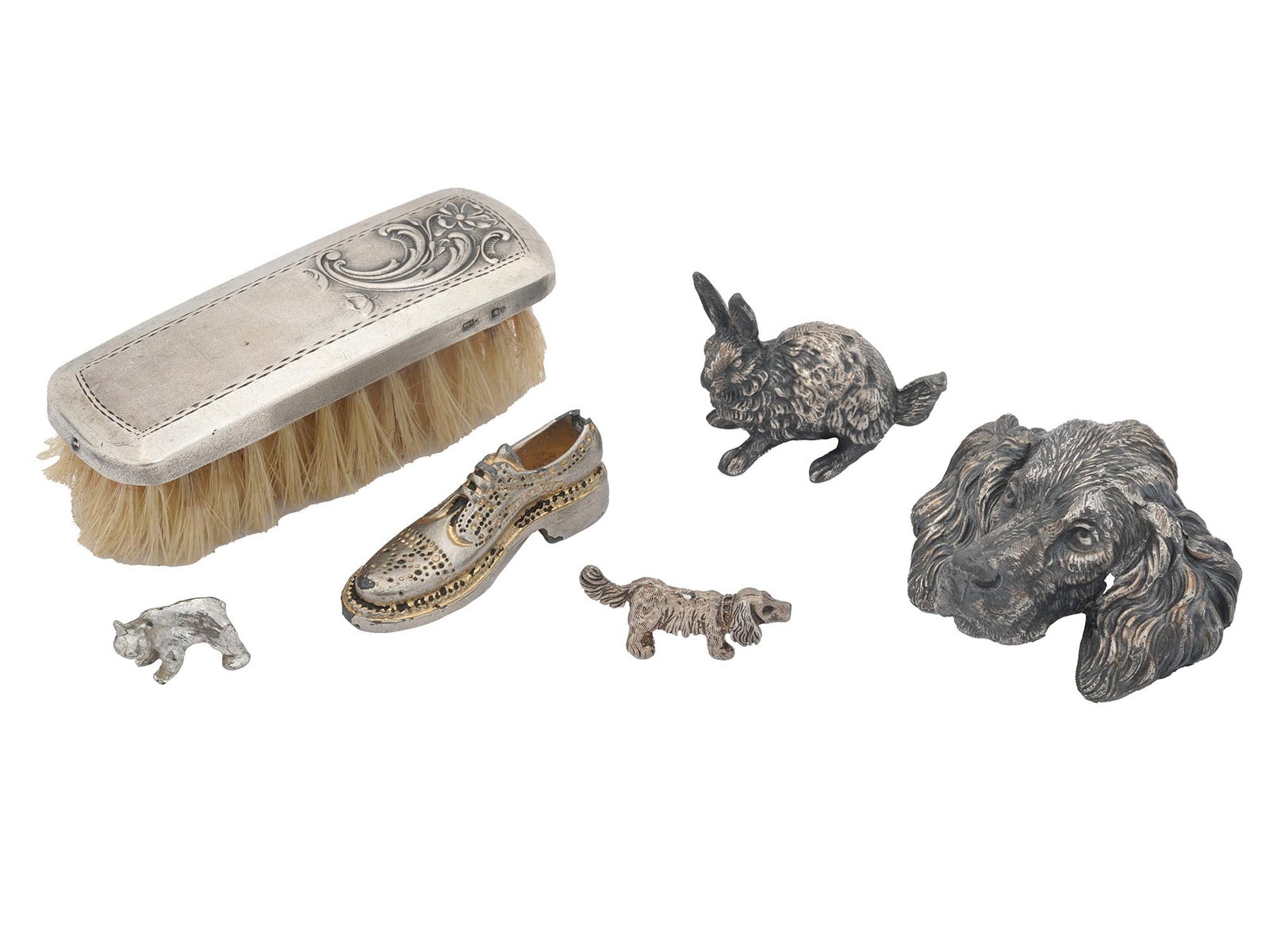 MID CENTURY SOVIET STERLING SILVER BRISTLE BRUSH (1 of 4)