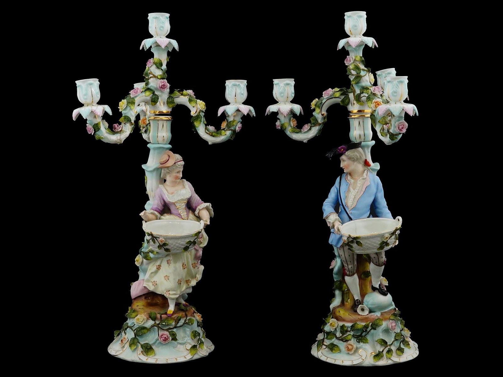 ANTIQUE GERMAN PORCELAIN FOUR LIGHT CANDELABRA (1 of 12)