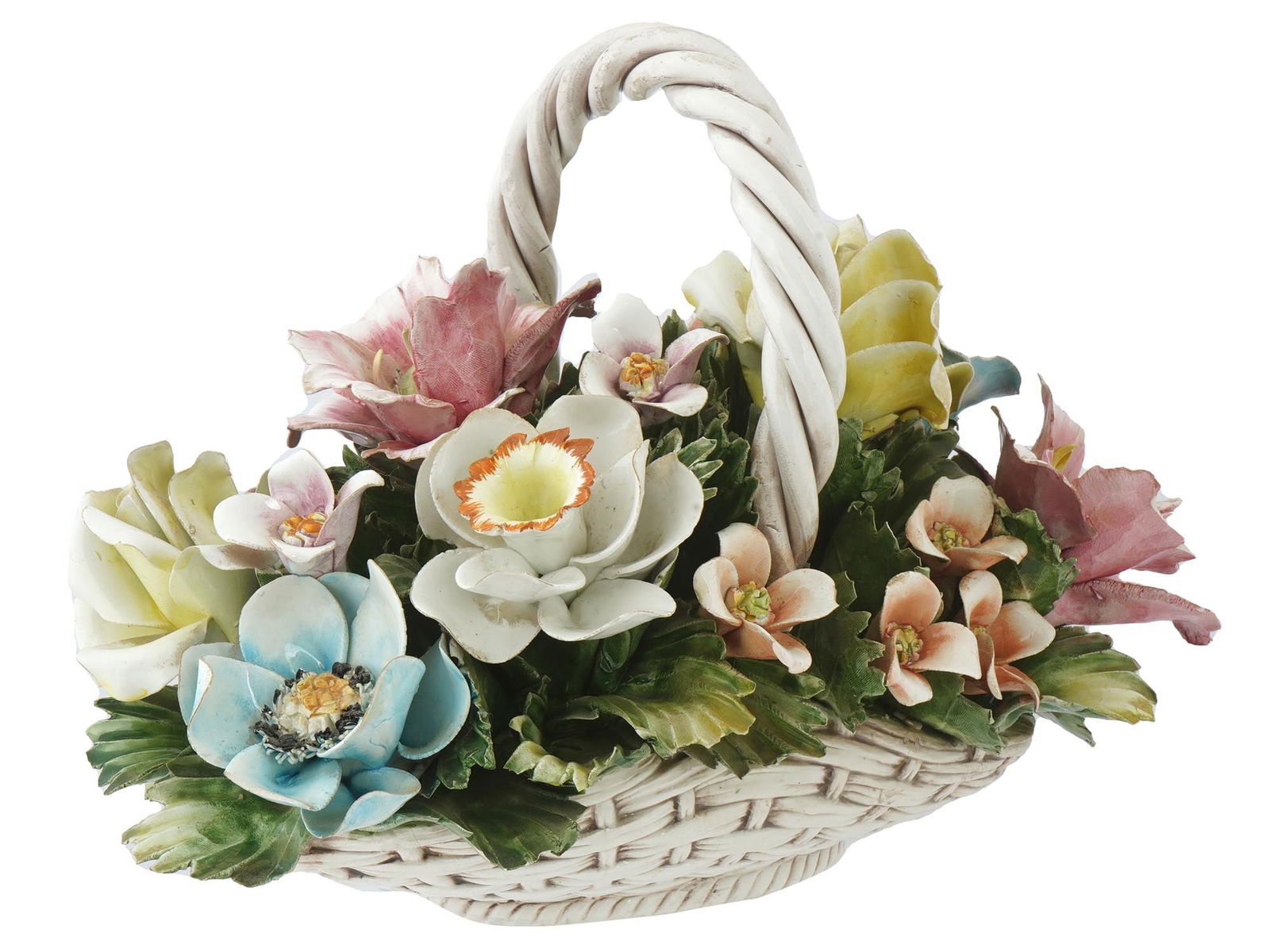 VINTAGE ITALIAN CAPODIMONTE PORCELAIN FLOWER BASKET (1 of 8)