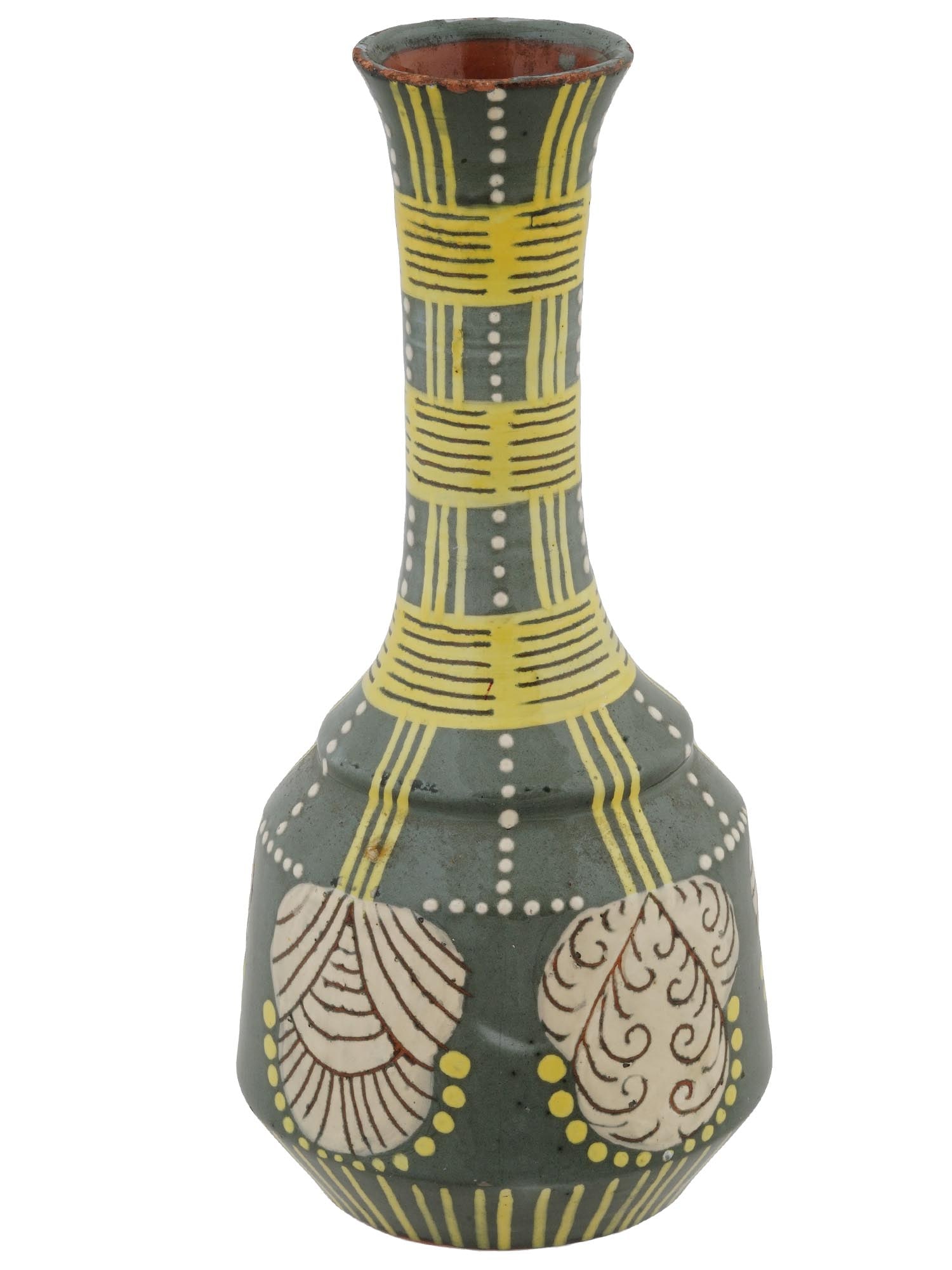 VINTAGE  JUGENDSTIL LONG NECK FLORAL DECOR CERAMIC VASE (1 of 7)