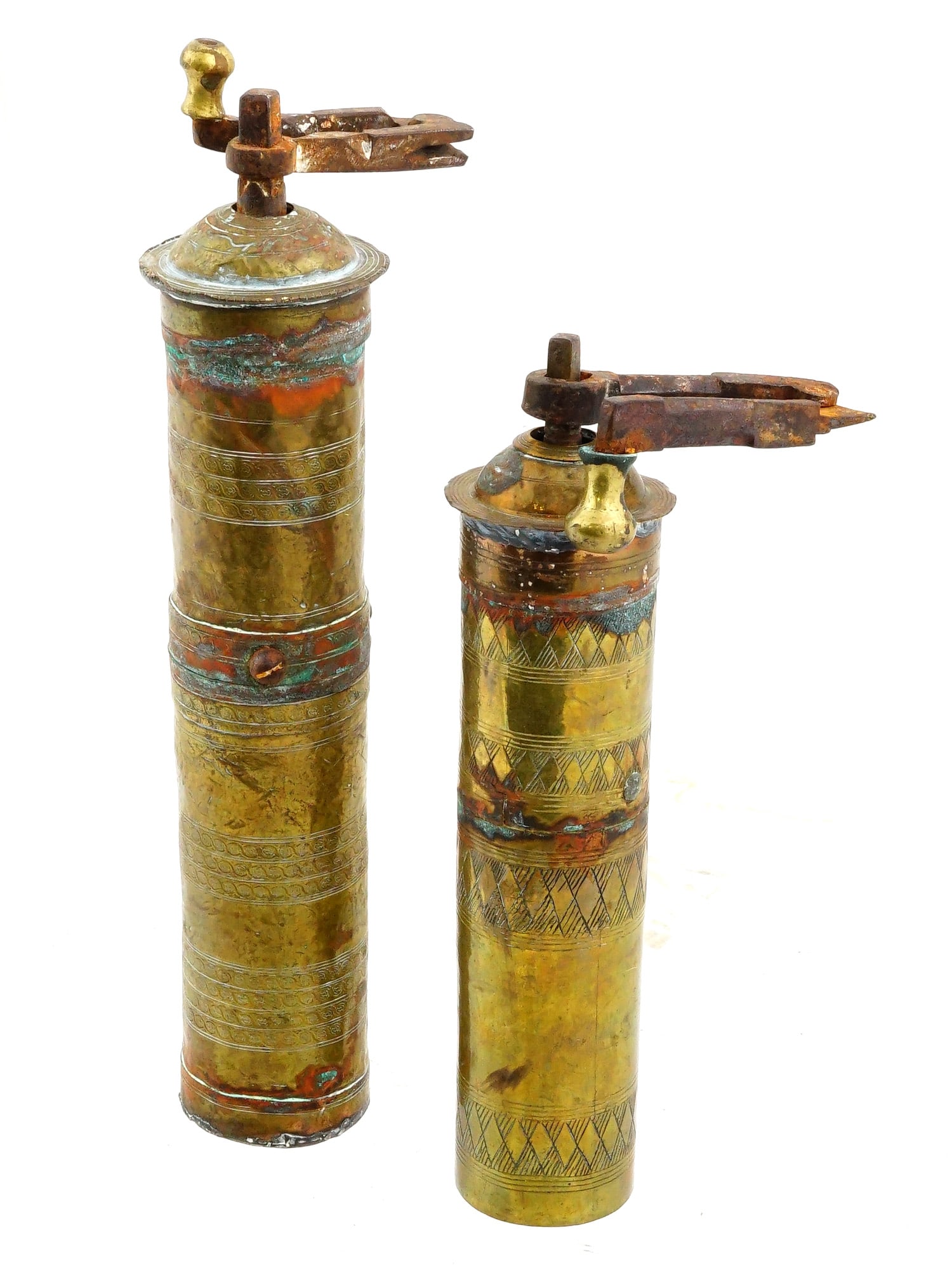 ANTIQUE BRASS MANUAL COFFEE GRINDERS CA EARLY 20TH C (1 of 12)