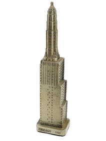 VINTAGE BRASS SCULPTURE OF MATHER TOWER CHICAGO