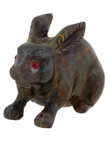 HAND CARVED HARD STONE FIGURINE OF RABBIT