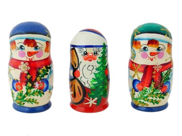 RUSSIAN SOVIET ERA HAND PAINTED MATRYOSHKA DOLLS