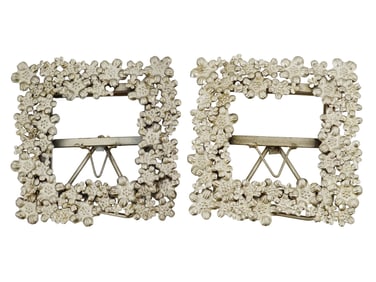 PAIR OF VINTAGE DECORATIVE PHOTO FRAMES WITH FLOWERS