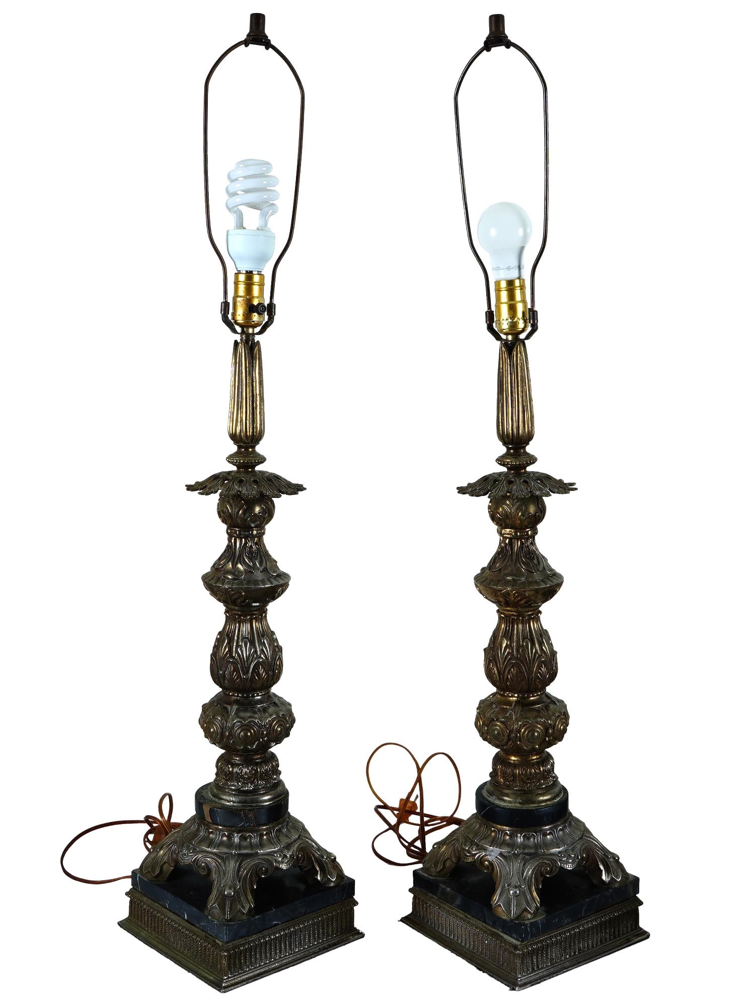 PAIR OF WORKING ELECTRIC ORNATE BRASS TABLE LAMPS (1 of 3)