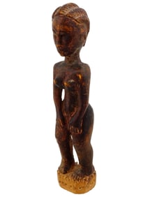 VINTAGE AFRICAN CARVED WOOD FERTILITY GODDESS FIGURINE