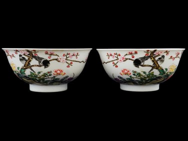 PAIR OF ANTIQUE CHINESE ENAMEL WITH POEMS TEA BOWLS