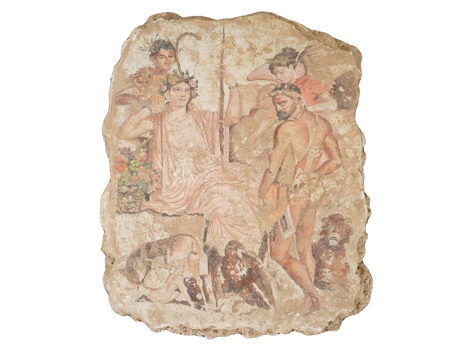 ANCIENT ROMAN HAND PAINTED MYTHOLOGICAL STONE PANEL (1 of 6)